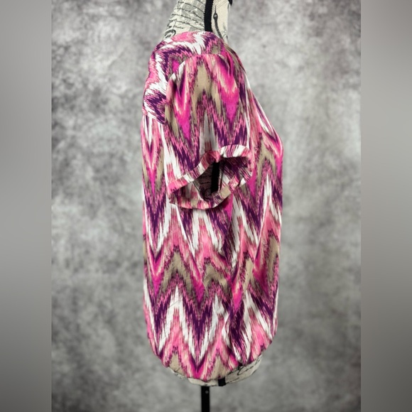 Croft & Barrow Pink and Purple Button Neckline Side Tie Top Size M - Picture 4 of 10